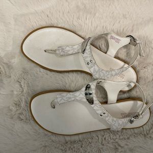 White and Silver MK sandals